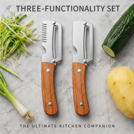 2 pis Premium 3-in-1 Kitchen Peeler & Bottle Opener